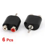 6pcs 3.5mm Stereo Male Jack to Dual RCA Female Audio Adapter Connector