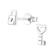 Silver Key Stud Earrings
