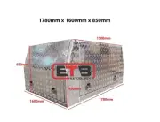 3 Doors 1600mm Checker Plate Aluminium Canopy
