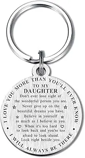 [BAZLJY] To My Daughter Gifts from Mom Dad - Keychain for Daughter Graduation Birthday Christmas Back to School