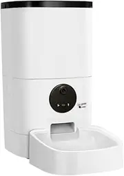 i.Pet Automatic Cat Feeder, 6L Pet Feeders Dog Cats Puppy Dry Food Dispenser Auto Camera Voice Recorder for Small Pets, Smart Video WiFi App Hd Night Vision White
