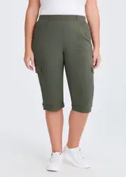 [Virtuelle] Taking Shape Castaway Rib Cargo Crop Pant Size 18 in Olive, Viscose - Plus Size Women's Clothing Olive