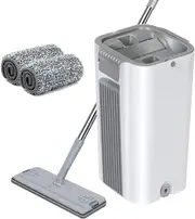 Mop and Bucket with Wringer Set for Floor Cleaning - 2 Microfiber Pads Included