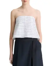 Vince Trellis Plaid Strapless Top