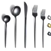 *ReaNea* Black Silverware Set 20 Pieces, Stainless Steel Flatware Set, Titanium