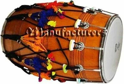 NEW OFFER Mango Wood Punjabi Bhangra Dhol Black Finish Free Padded Carry Bag