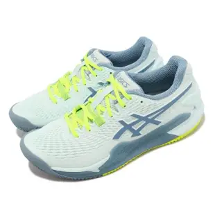 【asics 亞瑟士】網球鞋 GEL-Resolution 9 CLAY 女鞋 水藍 美網配色 紅土專用 亞瑟士(1042A224400)