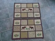 2 Braided Jute PatchPrinted Moose Facing Capital Earth Rugs 20" x 30" Pine Cabin