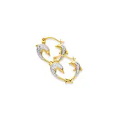 9ct Gold Two Tone Dolphin Creole Earrings