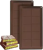2 Pack Chocolate Bar Mold, Silicone Chocolate Bar Moulds,Large and Thick Silicone Chocolate Mold, Deep Chocolate Bar Mould, Chocolate Candy Bar Mold, Kitchen Baking Mould (C)