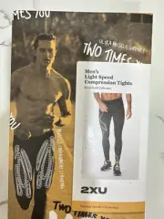 2XU Men's Light Speed Compression Tights - Black/Gold Reflective Size XL New