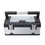 18-Inch Tool Box Stainless Steel&Plastic Portable Toolbox Storage Organizer w...