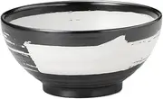 Black Glazed Brush Udon Noodle | Tayodon [7.3 x 3.5 inches (18.5 x 8.9 cm) ]