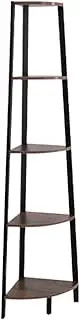 Levede 5 Tier Corner Shelf Industrial Ladder Shelf Wooden Storage Display Rack, Wooden Plant Stand, Home Display Rack with Stable Triangle Structure, Accent Furniture for Home and Office, Brown