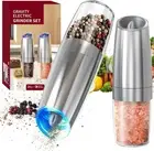 CIRCLE JOY Gravity Electric Salt and Pepper Grinder Set Battery-Silver