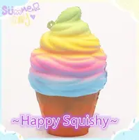 在飛比找Yahoo!奇摩拍賣優惠-~Happy Squishy~ 最新款 彩虹冰淇淋 Squi