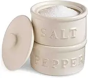 Mud Pie Salt & Pepper Cellar, Off-White, 6" X 3.5" Dia