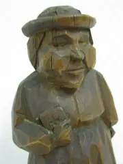 Old Carving Monk Pastor Signed From 1937 Antique