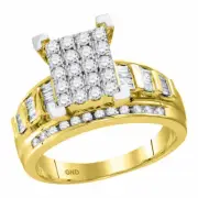10kt Yellow Gold Round Diamond Cluster Bridal Wedding Engagement Ring 1/2 Ctw