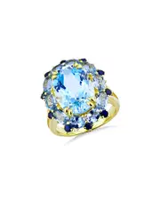 Kai Fine Jewelry 14K 9.15 ct. tw. Blue Topaz; Aquamarine; Sapphire Cocktail Ring