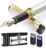 DRYDEN Luxury Fountain Pen with Ink Refill Converter - Smooth & Elegant, Set for Calligraphy Writing, Signature, Journal, Artist and Professionals - [PEARL WHITE]
