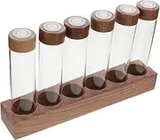 FIXOSHEE 1Set Glass Dosing Vials with Airtight Lids Wooden Base Coffee Bean Storage Bottles for Espresso Single Dose Containers with View for Optimal Freshness