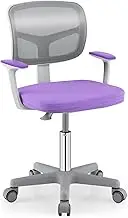 Giantex Kids Desk Chair, Height Adjustable Children Swivel Computer Chair with Y-Shaped Lumbar Support & Auto Sit-Locking Wheels, Mesh Kids Task Chair for Study, Boys Girls Aged 4-13,Purple