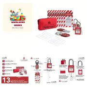 Lockout Tagout Kit with Hasps, Lockout Tags, Red Loto Locks - Electrical Lock...
