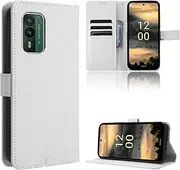 Convenient Phone Holder Compatible with Nokia C02 C 02 XR21 XR 21 Multifunction Magnetic Flip Protective Case Business Leather Cover Shockproof Cases (White,Nokia XR21)