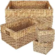 WICKER STORAGE BASKET SET, SEAGRASS BASKETS, WATER HYACINTH STORAGE BASKETS