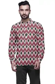 Atasi Mandarin Collar Short Kurta Mens ShirtÂ With Long Cuff Sleeves-GwF