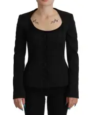 Dolce & Gabbana Tailored Square Neck Button Blazer Women Black Coats
