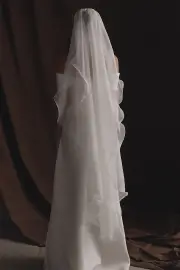 Asteria Draped Chiffon Veil - Ivory