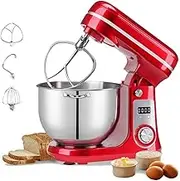 Kitchen Food Stand Mixer, 1200W Tilt-Head Food Mixers with 6L Stainless Steel Bowl, Dough Hook, Whisk & Beater, 6 Speed Electric Kitchen Mixer with Digital LED Screen for Most Home Cooking