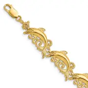 7.5 Inch 14K Dolphin Bracelet