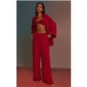 Magenta Floaty Drawstring Beach Pants, Magenta