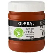 Global Colours Acrylic Paint Zero VOC 500mL Red Oxide