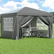 Instahut Gazebo 3x3m Pop Up Marquee Folding Tent Wedding Camping Canopy Gray