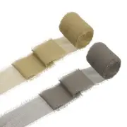 2 Rolls Chiffon Ribbon, 1.5 Inch x 5 Yard Silk Ribbon, Khaki/Deep Khaki