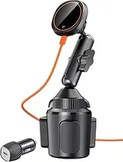 EXELIQ for Qi2 15W Magsafe Car Mount Charger, Phone Holder Car Cup Holder Wireless Car Charger Heat Dissipation System, Fast Charging Magnetic Phone Holder for iPhone 16 15 14 13 12 [with PD Adapter]