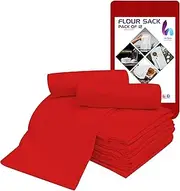 Hemi Home Flour Sack Kitchen Towels (Optical White, 12 Pack), 100% Cotton 28 x 28 Inches Cloth Napkins, Multi Purpose Dish Cloth | Tea Towels | Kitchen Towels… (Red)