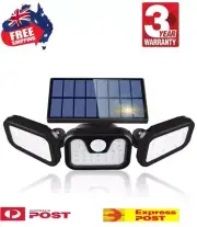 74 LED 3 Head Garden Solar Lights Outdoor Fence Security Motion Sensor Lamp