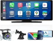 [CARPURIDE] C92 9.3 Inch Carplay Screen for Car, Wireless/Wired Apple CarPlay, Android Auto and Mirror Link - Bluetooth Audio, Navigation,Siri, FM, AUX, Backup Cam, Support 12-24V Car