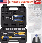8PCS Crimping Tool Set with Interchangeable Dies Ratchet Wire Crimper Stripping