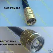 RG174 5 feet SMB FEMALE to RP-TNC MALE (Female Pin) RF Pigtail Cable US Assmbled