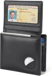 [SlowTon] Minimalist Wallet for Men - Genuine Leather Slim Men's Wallet, RFID Blocking AirTag Bifold Card Holder with Gift Box