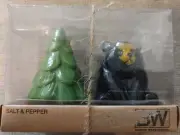 Boston Warehouse TREE AND BLACK BEAR Salt & Pepper Shakers BW NIB