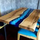 Ocean Epoxy Resin Table, Handmade Live Edge Epoxy Resin Dining Table Top Decor