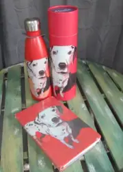 Eoin O'Conner Mutz Metal Water Bottle & Hard Cover Ruled Notebook ~ Cruella /3g
