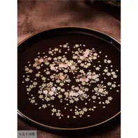 在飛比找ETMall東森購物網優惠-日本進口山中漆器櫻花托盤茶盤圓形下午茶甜品水果盤日式高端禮物